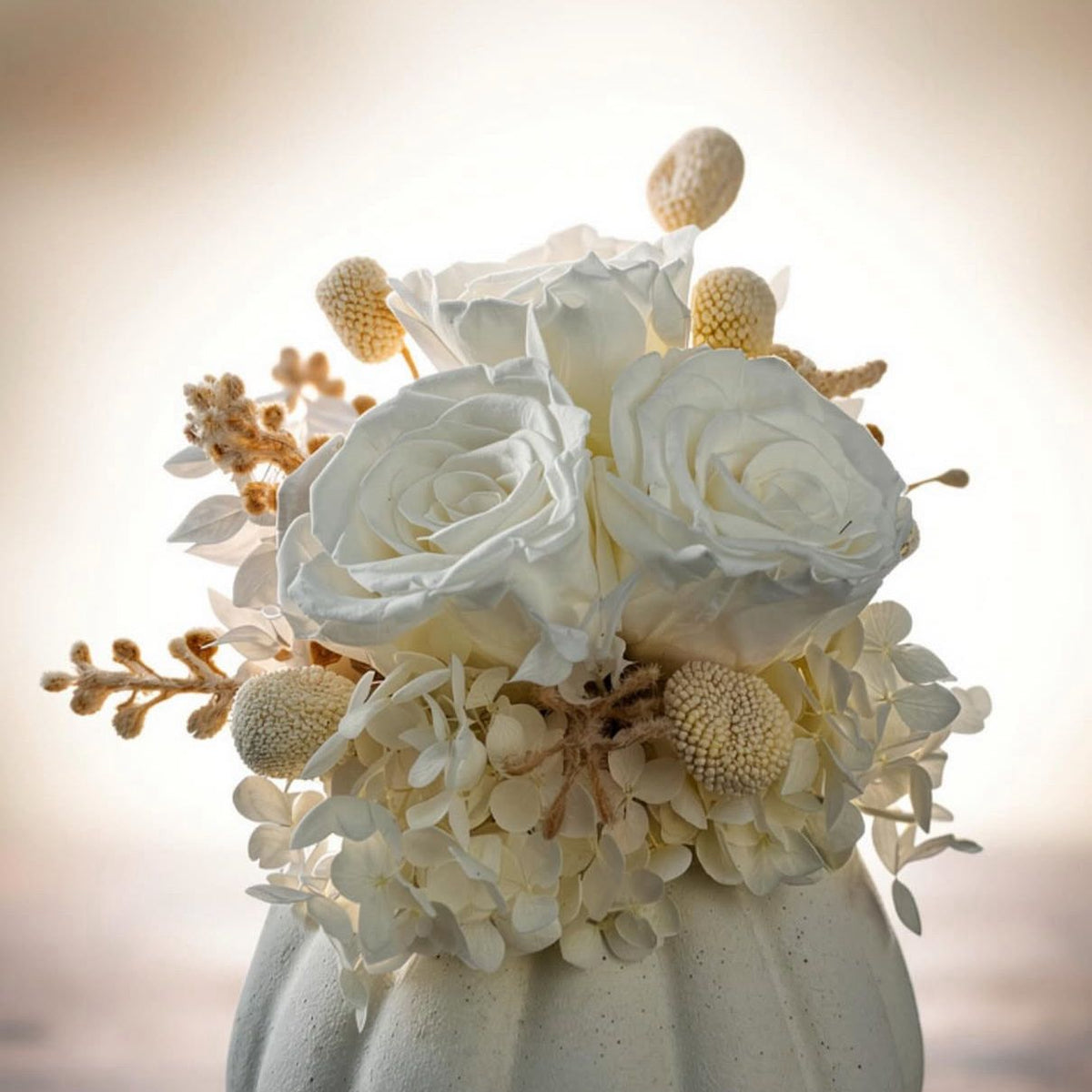 Snow white preserved flower Arrangements
